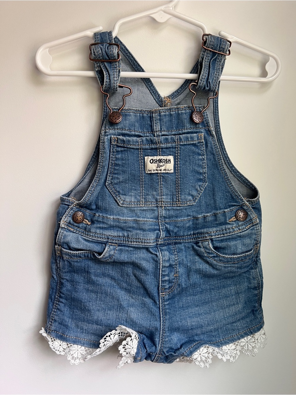 OshKosh B’gosh Denim Shortalls with Lace Trim | 18M